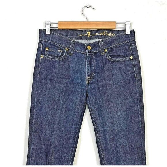 7 For All Mankind Low Rise Bootcut Jeans Womens 27 x 32 Blue Flare ARITZIA 90s - Picture 6 of 8
